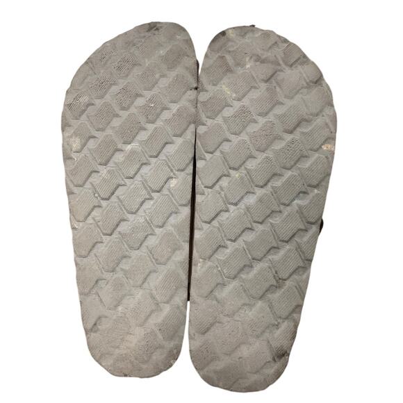 Odoly Mens Size 6.5 Womens 8.5 Brown Faux Leather Slide On Cork Sandal Shoes - Picture 7 of 7